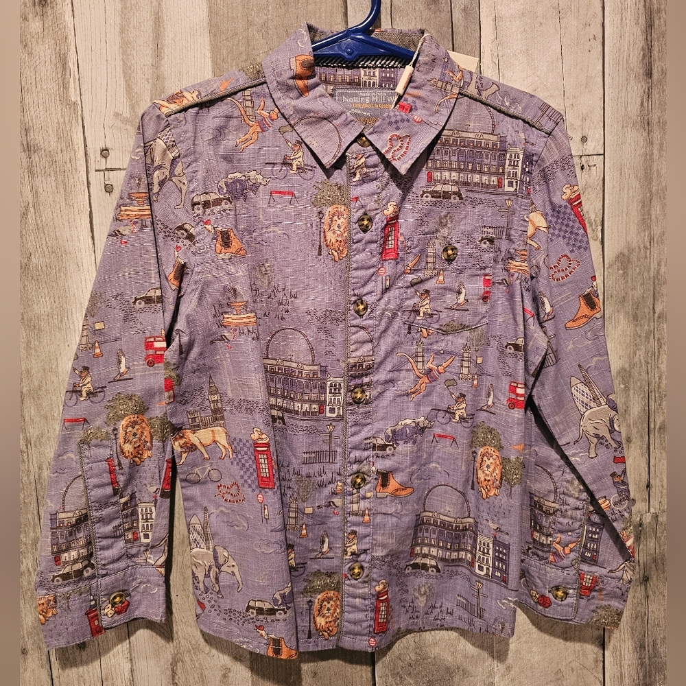 Monsoon Boys Button Down Shirt with London Cityscape